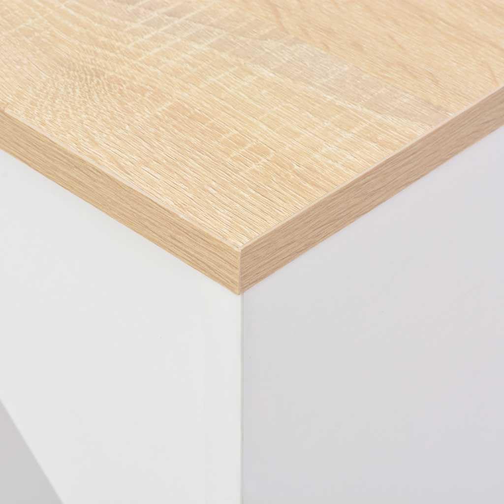 Table de bar blanche avec étagère mobile - 138 x 39 x 110 cm - Design en bois solide - Table de salle à manger pliable - Table de cuisine ovale moderne pour la famille et le salon