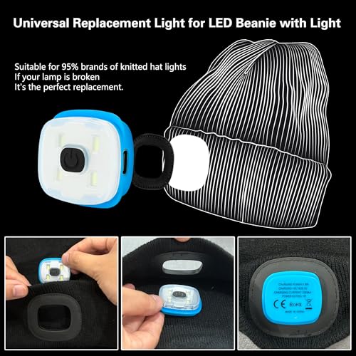 Reemplazo LED gorro con luz recargable USB C manos libres con linterna frontal ultrabrillante 5