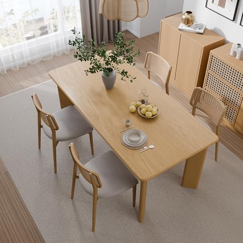 Image of Casaphoria 67 inch Farmhouse Dining Table for 6，Wood Rectangular Living Room Table, Modern Kitchen Table with Sturdy Base & Thickened Tabletop, Easy to Assembly & Clean, Oak