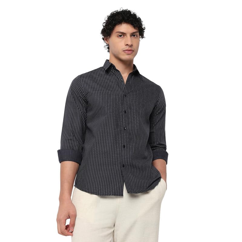 Image of Mens Striped Slim Fit Cotton Casual Shirt | Full Sleeves Mens Shirts | Stylish Shirt for Men