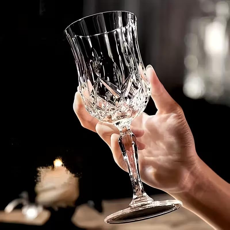 Image of PrimeWorld Crystal Clear Wine Glasses Set of 6 (200 ml) | Lead-Free Premium Red Wine Glassware | Elegant Stemmed Glasses for Home, Parties, Dining & Gifting