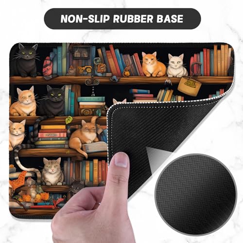 Itnrsiiet Mouse Pad, Gaming Mouse Pad, Mouse Pads For Desk, Non-Slip Rubber Base Stitched Edge Premium-Textured Waterproof For Wireless Mouse Computers Laptop,10.2×8.3 In,Cat On The Desk thumb #2