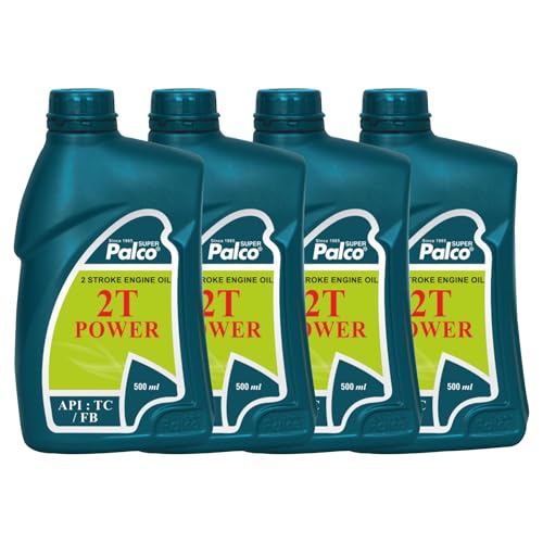 Image of PALCO 2T Power Engine Oil 500ml (Pack of 4), 2T Stroke Engine Oil for Bike & Scooter Auto Rickshaws Petrol Mix Additive Semi-Synthetic Bike Oil 3 Wheeler Tillers Chain Saws API TC FB