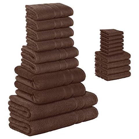 StickandShine 20 TLG. in Dunkelbraun/Premium Frottee Set aus 100% Baumwolle Cover