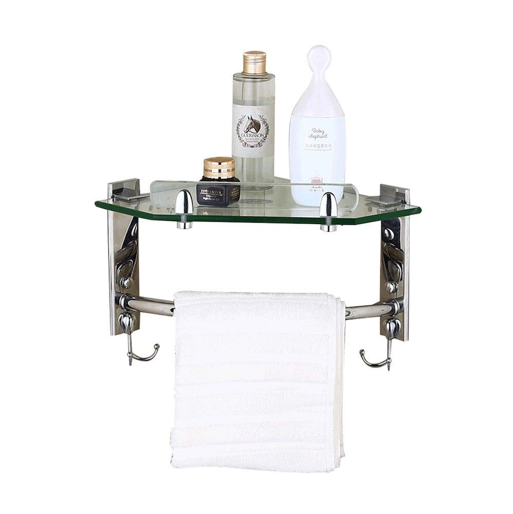 bathroom shelf, Shower Pole Shelf,Silver Bathroom Stainless Steel Drilling Multi-layer Organizer Storage Corner Shelves