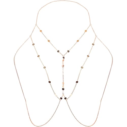 14K Gold Plated Body Chains for Women Layered Belly Waist Chain Crossover Bikini Bra Body Jewelry Rhinestone Summer Beach