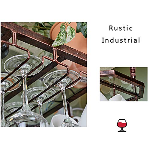 Soporte para botellas de vino colgante bronce con portavasos miniatura 6