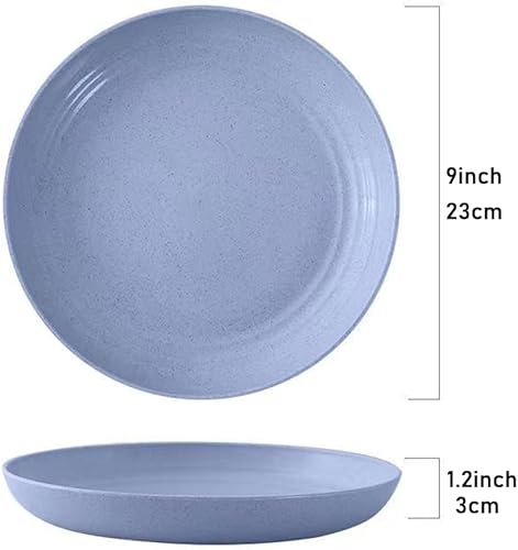 Miniatura 4 de K Y KANGYUN 8 platos irrompibles de paja de trigo de 9 pulgadas, platos llanos de cereales aptos para microondas y lavavajillas, sin BPA, platos de
