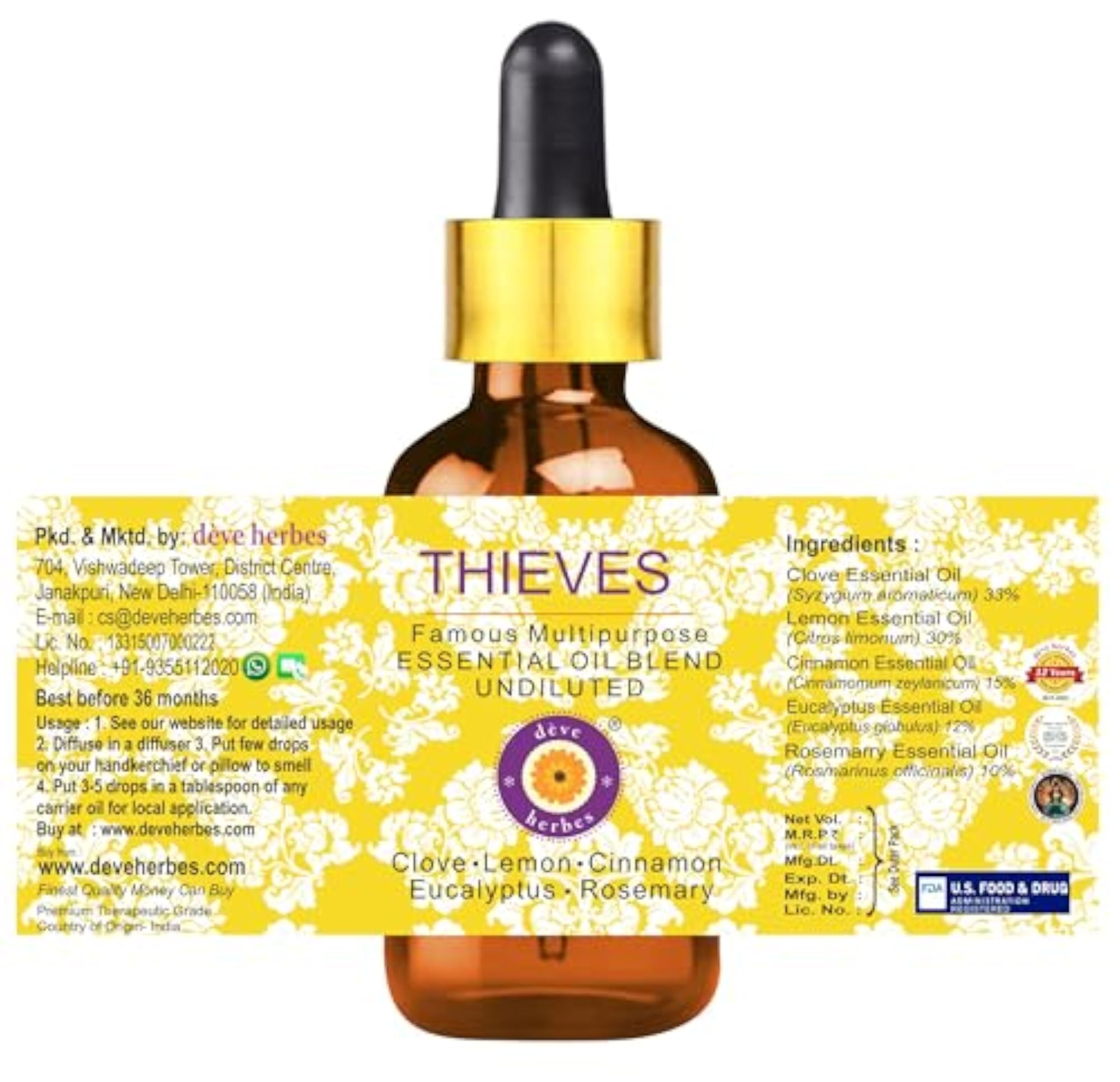 Deve Herbes Thieves Multipurpose Essential Oil 15ml with Dropper