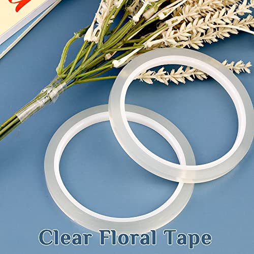 Kollase Floral Tape Clear 2 Rolls 1/4 Inch, Clear Waterproof Florist Tape, Floral Arrangement Supplies, Flower Tape For Creating Grid On Top Of Vase, Binding Fresh Flower Bouquets, Flower Crafts #TOP4