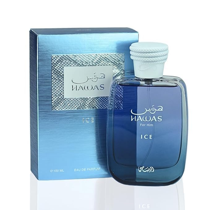 Hawas Ice For Him Colonia Hawas para hombres EDP Eau De Parfum de larga duración fragancia fresca, masculina, 3.4 oz (3.4 fl oz)