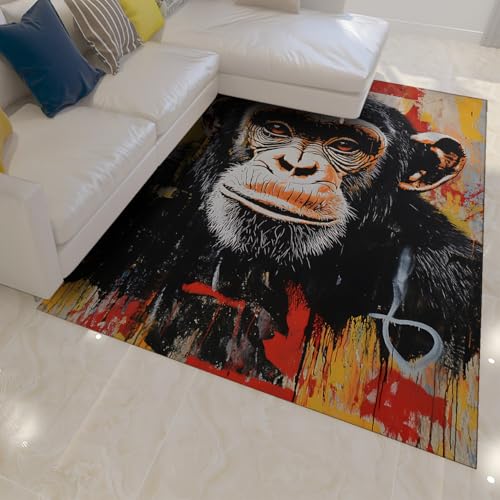 Tapis 100x150cm graffiti gorille impression 3D pour descente de lit