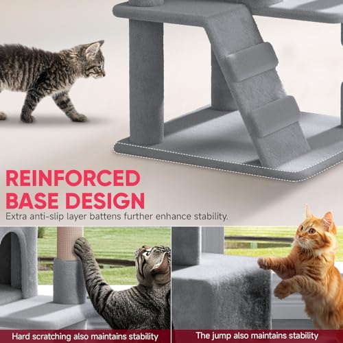 Torre para gatos 54 pulgadas con 2 condominios y 3 rascadores miniatura 4