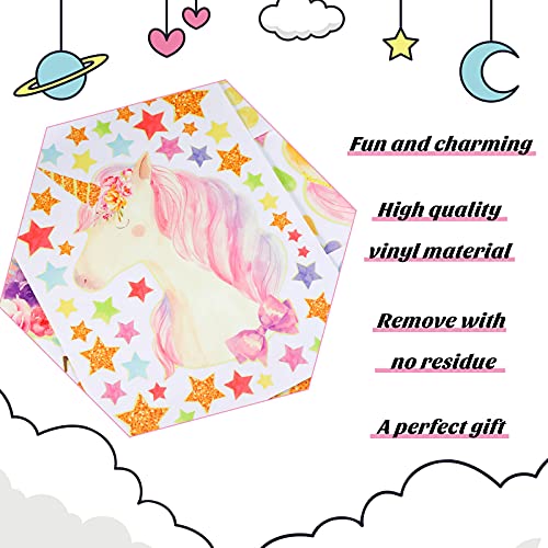 Glow In The Dark Stars Glowing Unicorn Wall Decals Glowing Unicorn Wall Mural Stickers With Unicorn Star Rainbow Flower Heart Clouds Bubbles Room Decor For Girls Bedroom Ceiling Baby Home Kid Birthday #TOP4