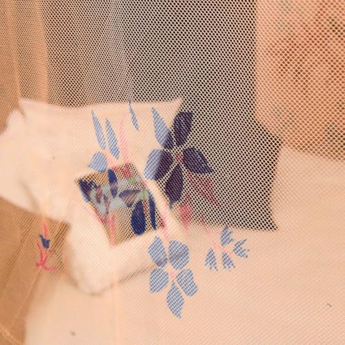 Image of Mosquito Net for King Size Bed - Foldable Square Mosquito Net Double Bed | Mosquito Net for Queen Size Bed | Mosquitoes Net for Sukun Wali Neend (6.5ft x 6.5ft, White) (Orange)