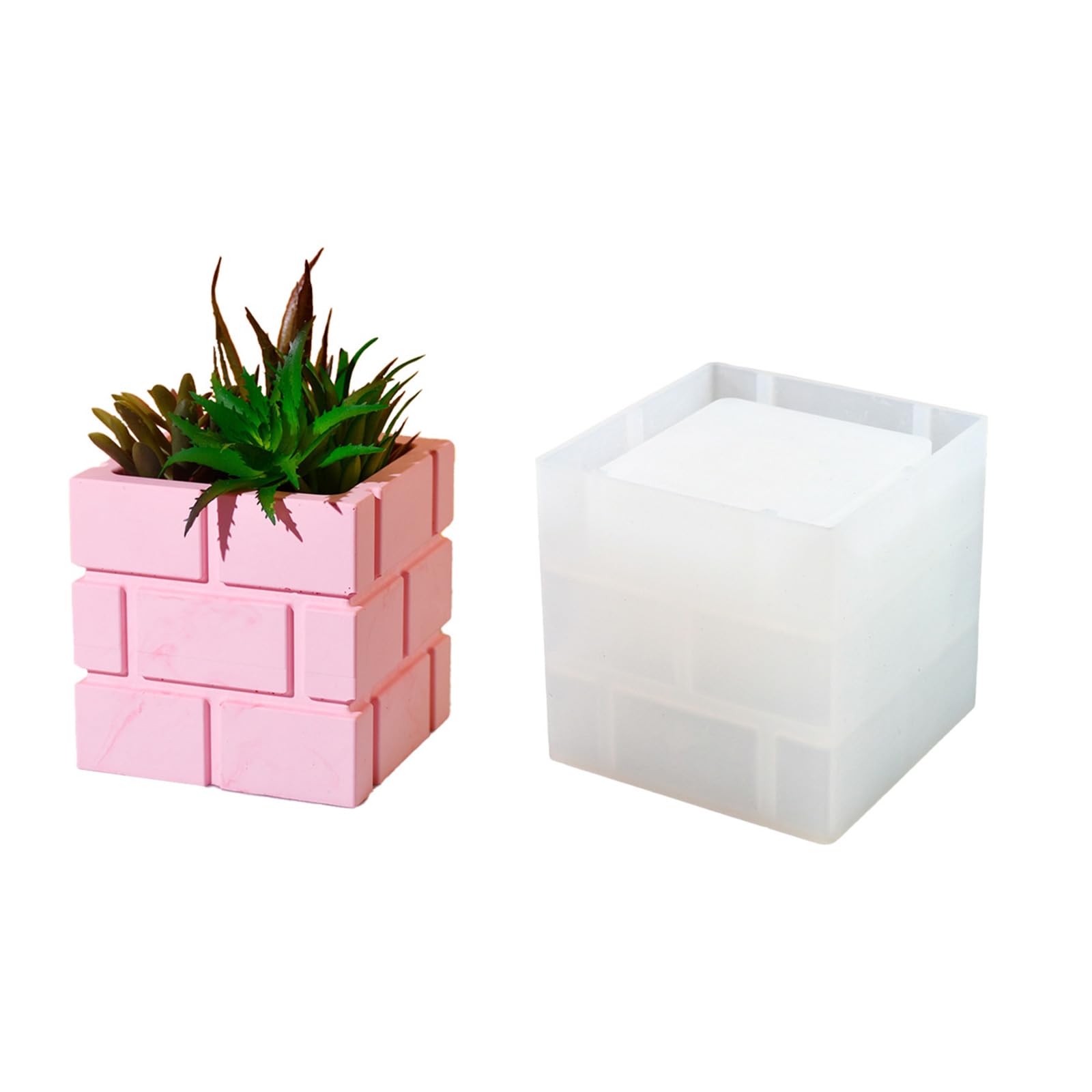 Square Brick Carved Silicone Molds Square Brick Carved Succulents Planter Molds for Epoxy Resin Home Decoration