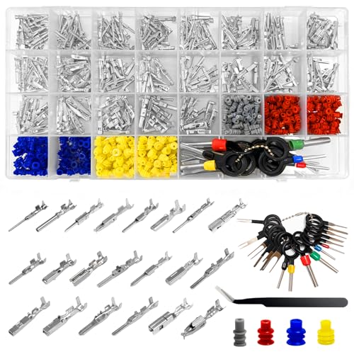 KELAV 813 Piezas Conectores Pines Kit, Terminales de Cable Eléctrico 1/1.5/1.8/2.2/2.8/3.5mm, Conectores de Cable Eléctrico Automotriz, Automóvil Conector Pin Accesorios para Coches Motos Barcos