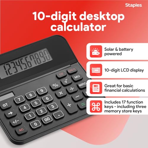 Calculadora solar de 10 dígitos Staples para evitar errores en cuentas de negocio 2