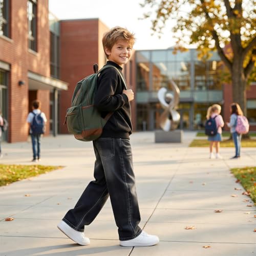 VBTAPA Bootcut Jeans Boys Baggy Jeans Streetwear Trendy Wide Leg Denim Pants Straight Leg Elastic Waist Loose Denim Pant with Pockets 2026 Blue 5 Years - image 2