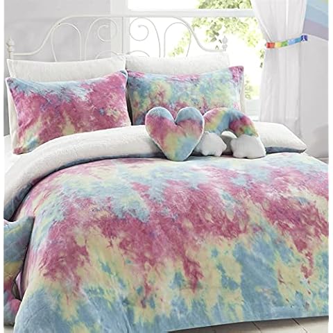 Olivia Rocco Rainbow Teddy Fleece Duvet Set Cover