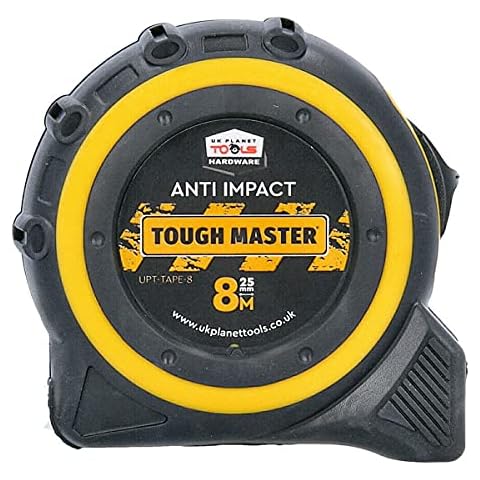 TOUGH MASTER Strong DIY8m/26ft Metric/Imperial Lightweight Belt Clip Tape Measure 25mm Wide Impact Resistant For Carpenters, Plumbers, Electricians Cover