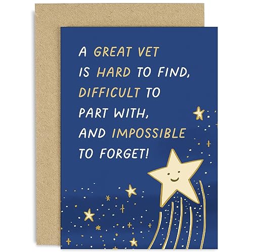 Old English Co. Cute Thank You Card for Vet - Great Vet Star Card - Thank You Card for Pet Owner, Dog, Cat - Special Thank You Card | Blank Inside with Envelope