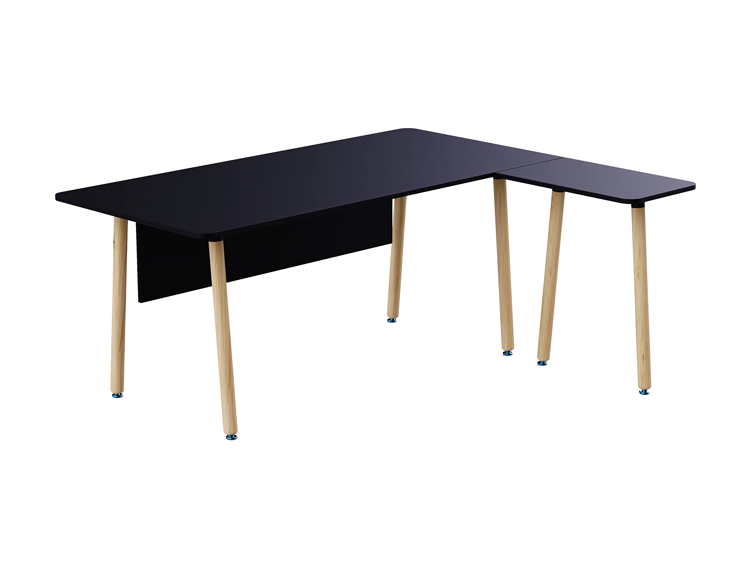 Mahmayi HYT34-18L Stylish & Functional Modern Office Workstation for Productive Workspace and Front Office Use, Smooth Surface Material (180Cms, Black)