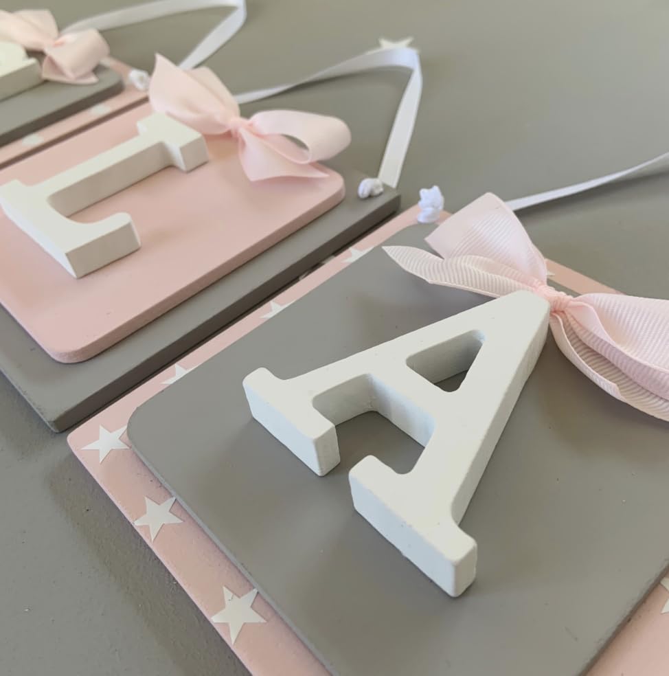 Miniatura 4 de Nursery name sign nursery letters name letters baby letters wooden baby letters name tiles sign nursery wall sign nursery wall art boys (4 tiles,