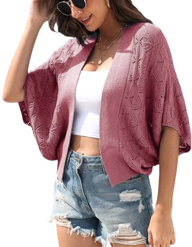 Lightweight Crochet Cardigan for Women – Hollow-Out Open Front Knit Beach Wrap