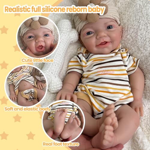 46 cm Ganzkörper-Reborn-Babypuppe aus Silikon mit offenem Mund, Mädchen lebensechte Neugeborenenpuppe mit beweglichen Gliedmaßen – Bild 4