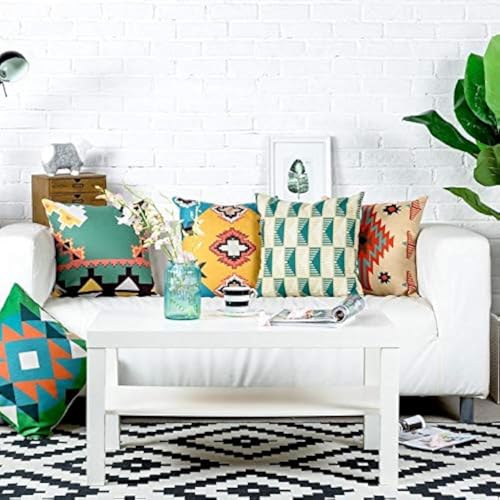 AEROHAVEN Abstract Set of 5 Designer Decorative Throw Pillow/Cushion Covers - Multi Color, 12 x 12 inches
