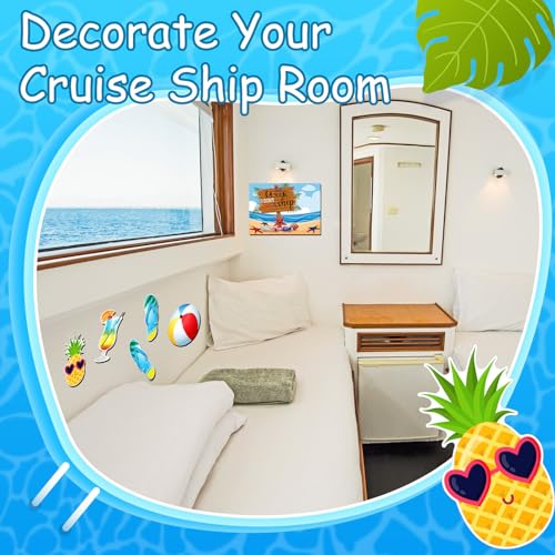 Image of Kanayu 6 Pcs Beach Cruise Door Decorations Magnetic Large Ship Decorations Magnets Anchor Cruise Decor Car Fridge Magnet Decal for Carnival Stateroom Door