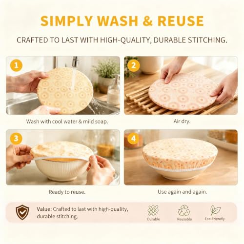 Beeswax Bowl Covers for Sourdough Proofing, 2 Pack Reusable Covers - image 5