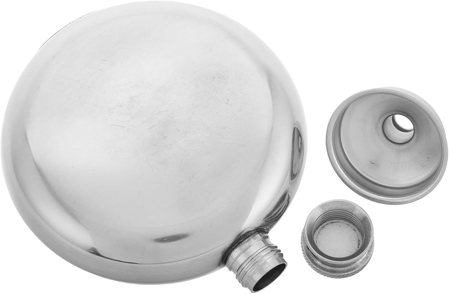 2Pcs Stainless Steel Outdoor Flask Portable Round Hip Flask with Funnel Mirror Finish Design for Camping Hiking and Travel Stylish Alcohol Accessory for Men