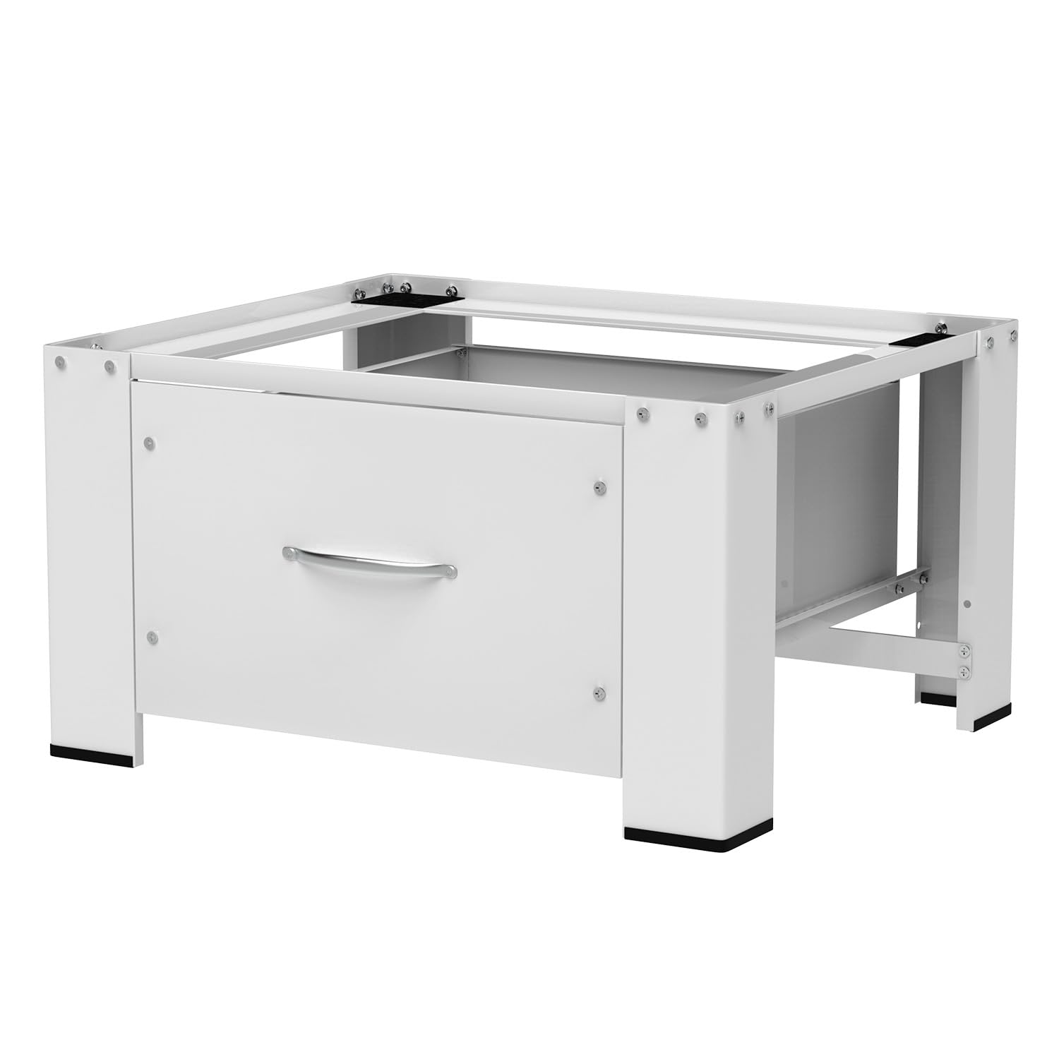 Herrselsam 2x Waschmaschinen Untergestell mit Schublade 63x54x32 cm – Podest mit Montagewerkzeug, stabiler Bodenrahmen, Schubladenfront 46x25 cm, Geräuschdämmend – für Waschmaschine & Trockner, Weiß