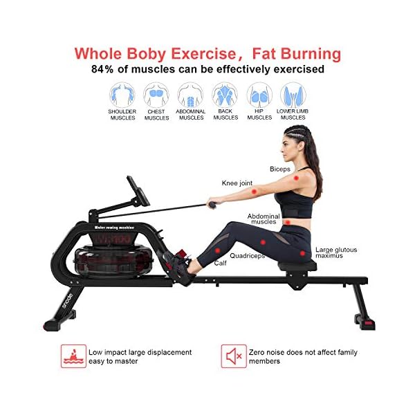 SNODE-Water-Rowing-Machine-with-Bluetooth-Rowing-Machine-for-Home-Use-with-Free-APP-Water-Resistance-Indoor-Rower-Cardio-Training-Soft-Seat-Smooth-Quiet-Home-Fitness-Workout SNODE Water Rowing Machine with 7.4Gal Large Water Tank, Quality Rower Machine with Heavy Duty Frame, 331 Lb Weight Capacity, Bluetooth Available