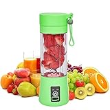 SANSHAAC Portable Blender, 380ml Six 3D Juice cup, Personal Mixer Fruit Rechargeable with USB, Mini Blender for Milk Shakes, Smoothie, Fruit Juice (Green 2021)