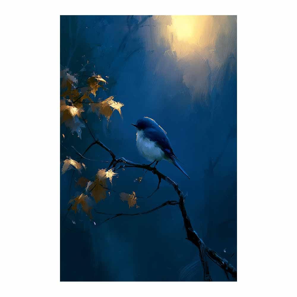 PUQAAEO Wall Art Painting Grizzly Bear Prints On Canvas Blues Bird Oil Painting Animal Pictures Wall Art for Home Cabin Decoration Rustic Farmhouse Decor(Multicolor)-60x90cm Unframed