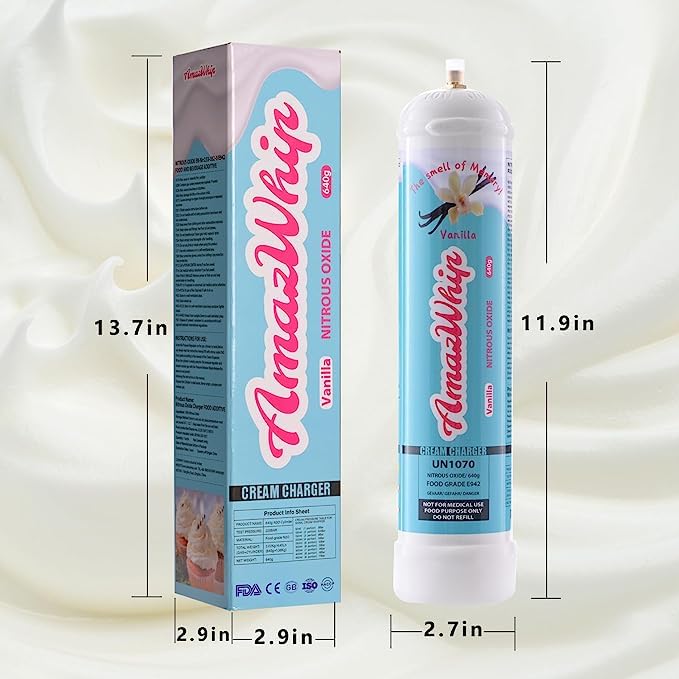 Miniatura 2 de Cargador de crema N20 con sabor a vainilla de 22.58 oz, 0.95 L, la mejor opción para los amantes del sabor a vainilla, cargador de crema batida N2O,