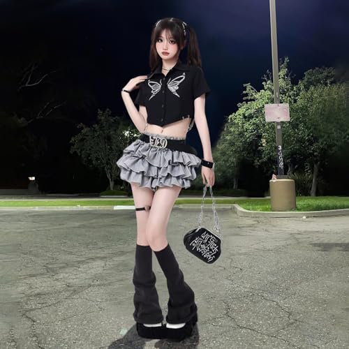 Image of Junely 2 Pairs Leg Warmers for Women Kawaii Leg Warmer Cute Legwarmers Japanese Socks Halloween Goth Emo Gyaru Accessories