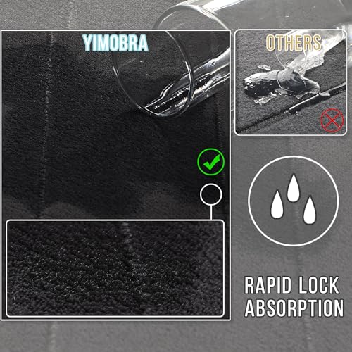 Image of Yimobra Memory Foam Bath Mat Set, 2 Pieces Soft Bathroom Rugs,43x61 cm and 61x51 cm U-Shaped for Bathroom Rugs, Toilet Mats, Water Absorption, Non Slip, Thick, Dry Fast for Bathroom Floor Mats, Black