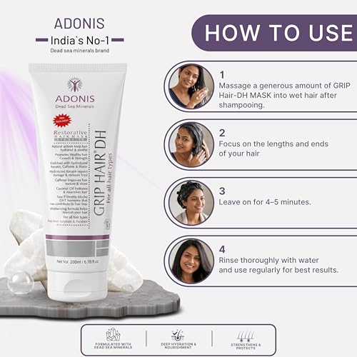 Image of Adonis Grip Hair DH Mask 200ML | Deep Nourishment & Smoothing Treatment Mask | Frizz Control Smooth and Silky Hair Growth for All Hair Types