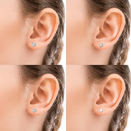 D.Bella Stud Earrings Fake Cubic Zirconia Diamond Earrings for Women Men Silver4