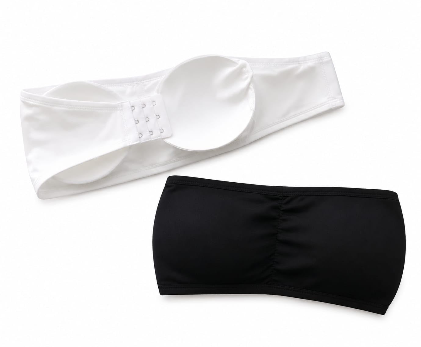 Women's Tube Bra, Strapless Lightly Padded Bandeau Bra with Hook and Eye Closure Black White-picture-15