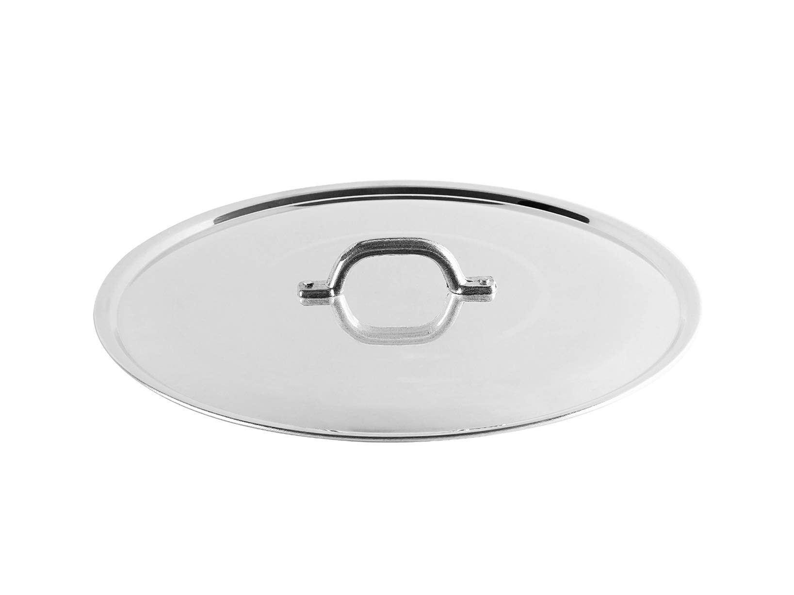 Pentole Agnelli FAMA2930 Flat Lid with Handle, Rim and Bridge, Heavy Type in BLTF Aluminum, Polished Silver , 30 cm