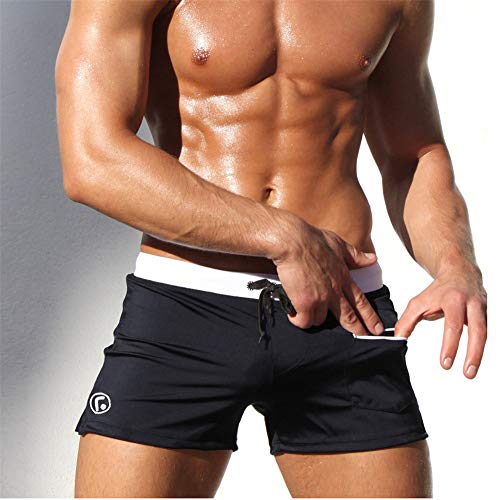 Men's Swim Trunks Square Leg Swimming Boxer Briefs Beach Swimsuits Zipper Pocket3