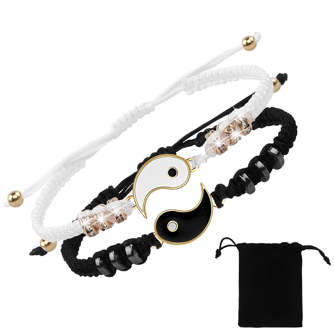 IBXWMNG 2 Pezzi Braccialetti di Cordino Bracciali del Migliore Amico Braccialetti Coordinati,Bracciale abbinato Coppie Bracciale amicizia regolabile intrecciato per Coppie Amiche