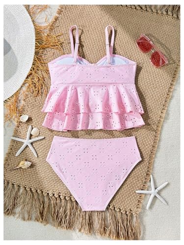 SHENHE Girl's 2 Piece Tankini Swimsuit Ruffle Flounce Bathing Suit Eyelet Embroidery Swimwear2