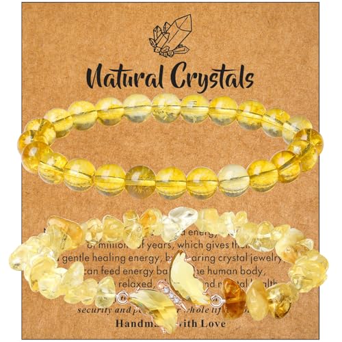 DUQGUHO Citrine Bracelet for Women Yellow Bracelet Butterfly Bracelets for ...