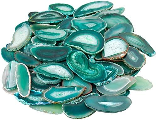 KYEYGWO 10 Pcs Polished Agate Geode Slices Stone for Home Decoration, Irregular Healing Crystals for Jewelry Making, Place Cards for Weddings